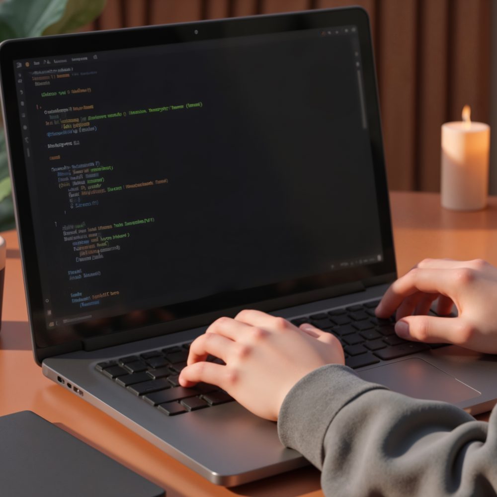 coder-working-laptop-with-candles-coffee